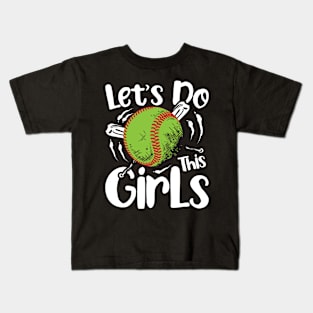 Softball Player Girls Softball Kids T-Shirt